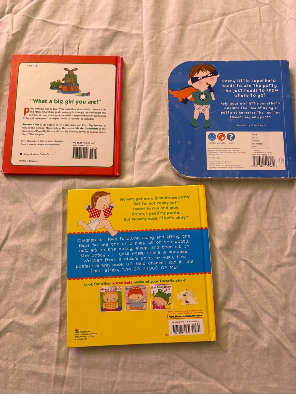 Potty Board Book Bundle - Red, Blue, Yellow Covers